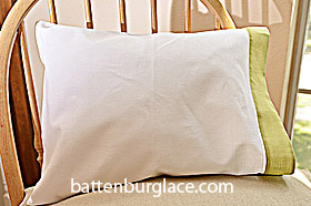 Baby Pillowcases 13 in by 17 in. White Celery Green. Set of 2